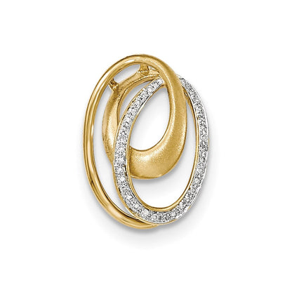 14K Gelbgold Echt Diamant Satiniert Oval Kette Anhänger