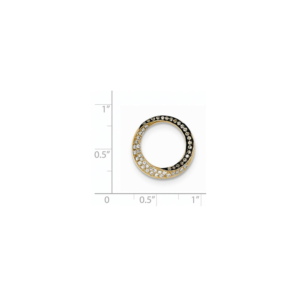 14K Gelbgold Champagner/Weißer Diamant Kreis-Anhänger