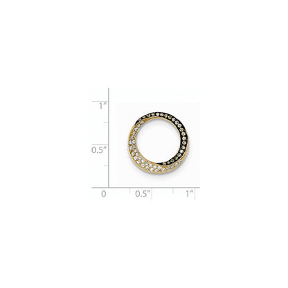 14K Gelbgold Champagner/Weißer Diamant Kreis-Anhänger