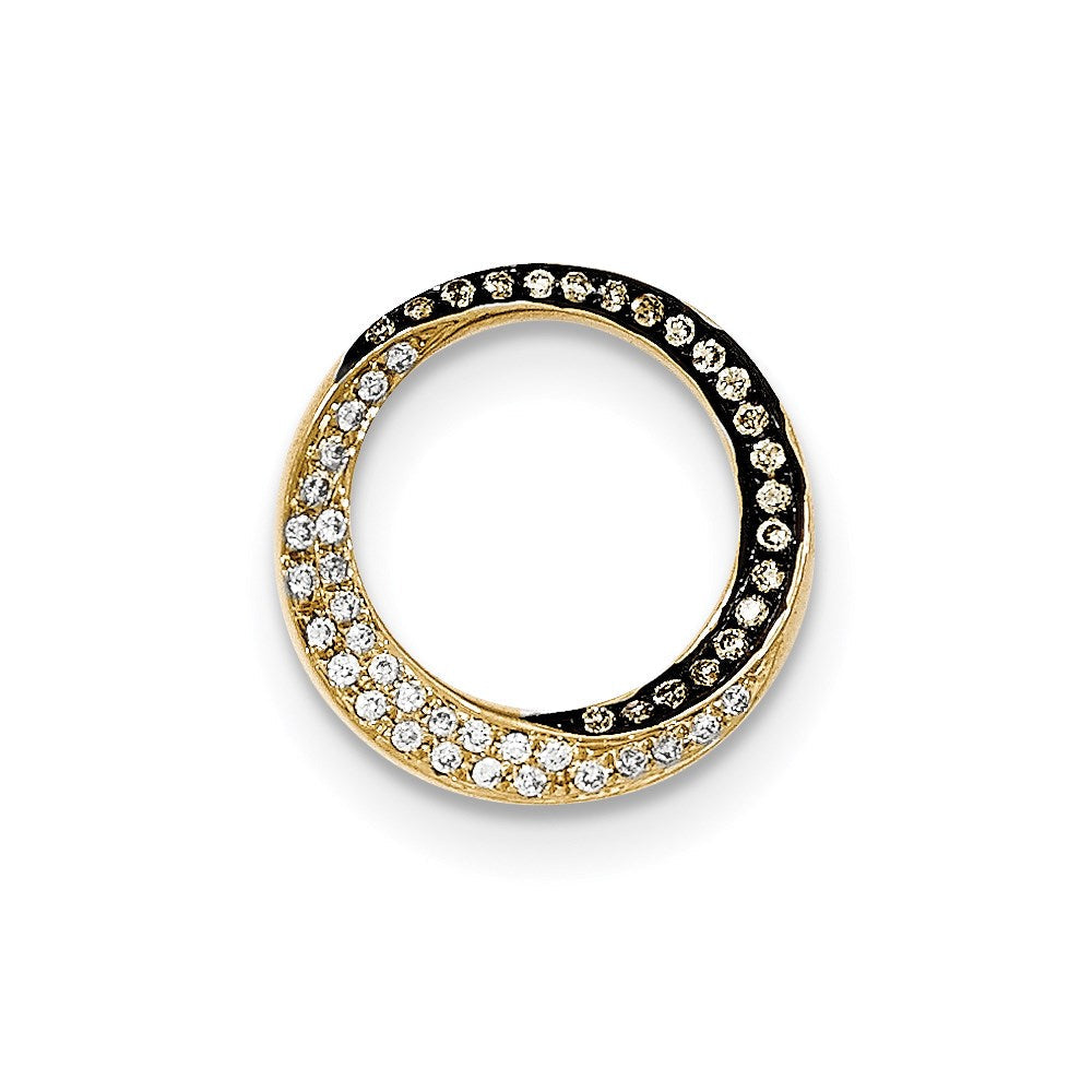 14K Gelbgold Champagner/Weißer Diamant Kreis-Anhänger