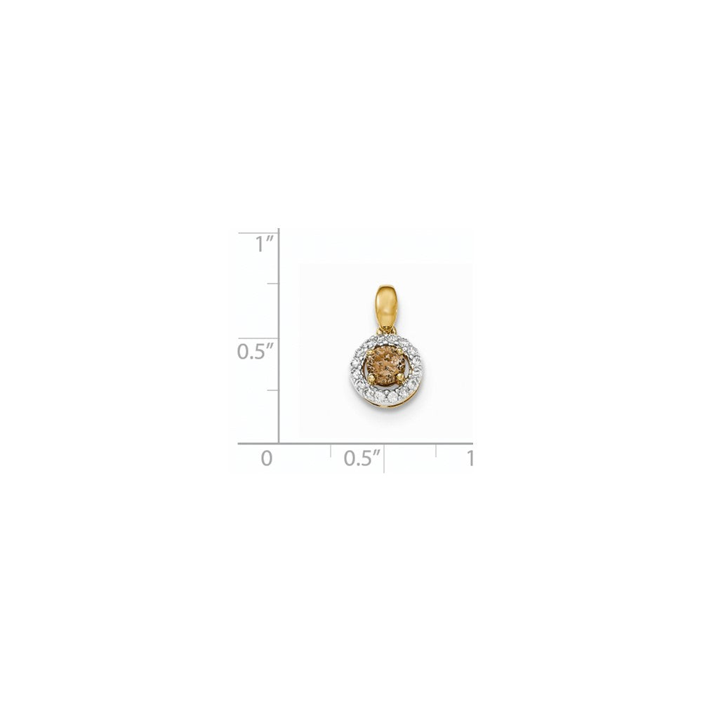 14K Gelbgold Anhänger mit echten Champagner- und Weißdiamanten