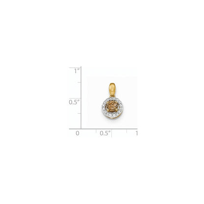 14K Gelbgold Anhänger mit echten Champagner- und Weißdiamanten