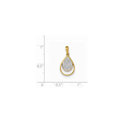 14K Gelbgold Echter Diamant Tropfen-Anhänger