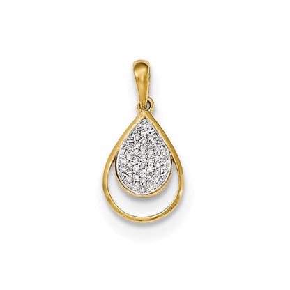 14K Gelbgold Echter Diamant Tropfen-Anhänger