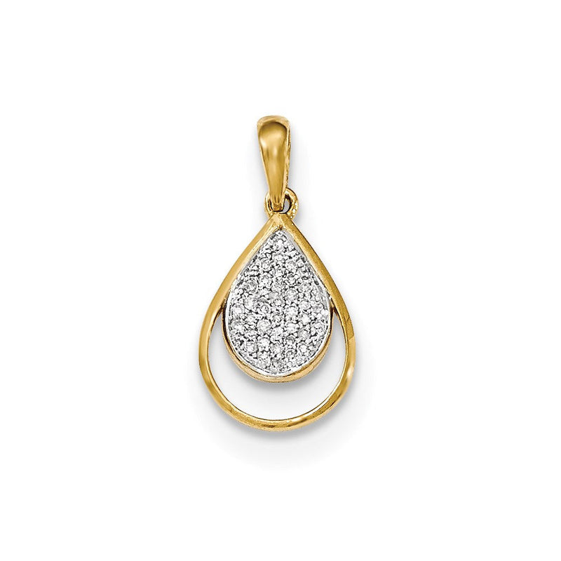 14K Gelbgold Echter Diamant Tropfen-Anhänger