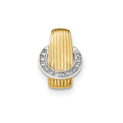 14K Gelbgold Anhänger mit echten Diamanten und Rhodium-Kette zum Aufgleiten