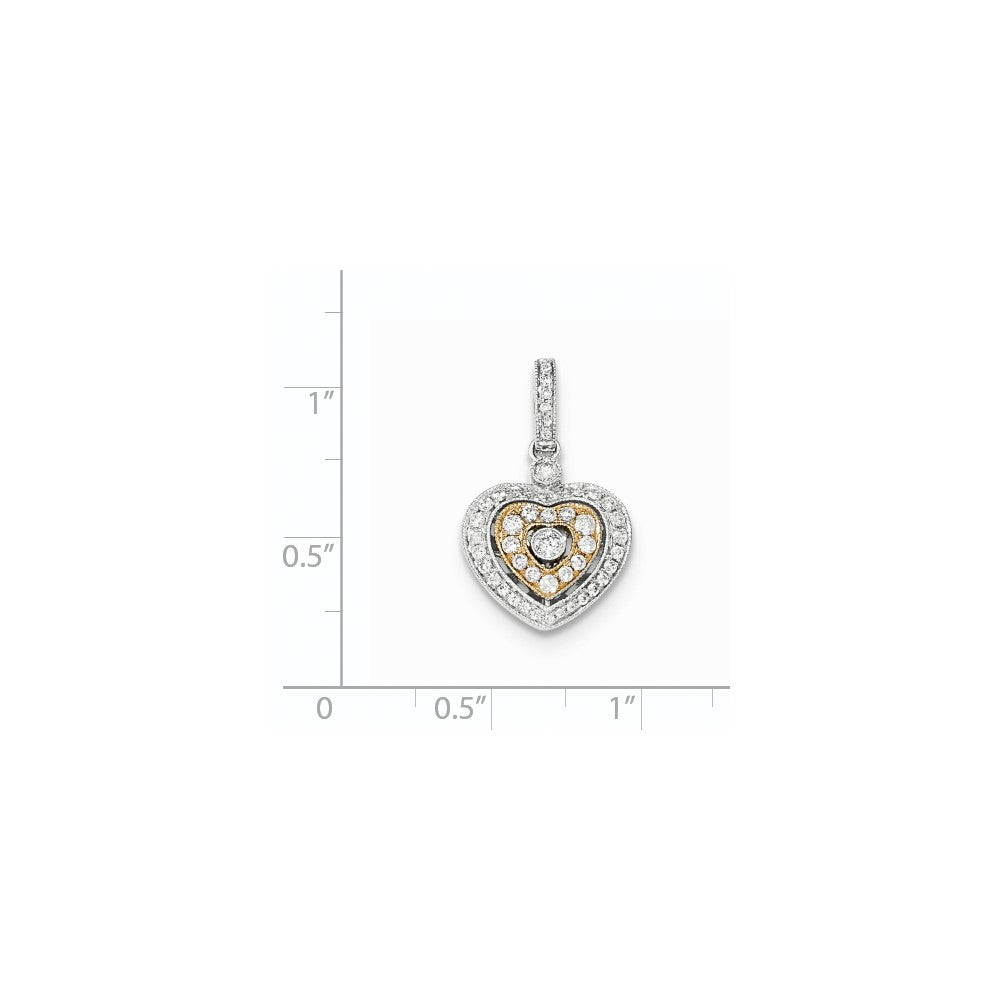 14K Bicolor-Gold Herz-Anhänger mit echten Diamanten