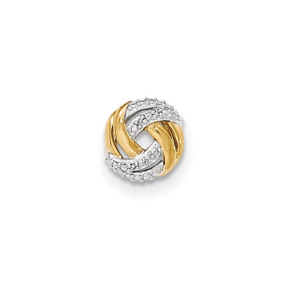 14 Karat Gelbgold Echter Diamant-Anhänger, rund, mit Rhodium-Akzenten
