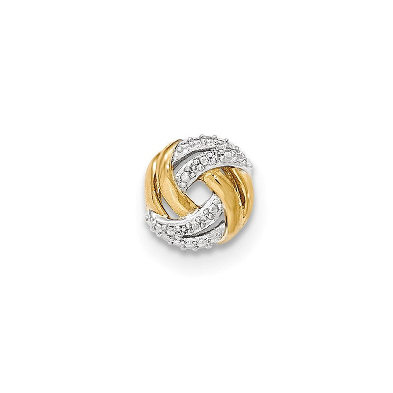 14 Karat Gelbgold Echter Diamant-Anhänger, rund, mit Rhodium-Akzenten