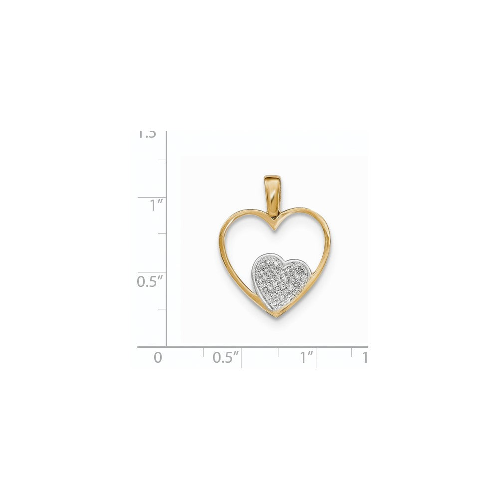 14K Gelbgold Anhänger „Offenes Herz“ mit echten Diamanten