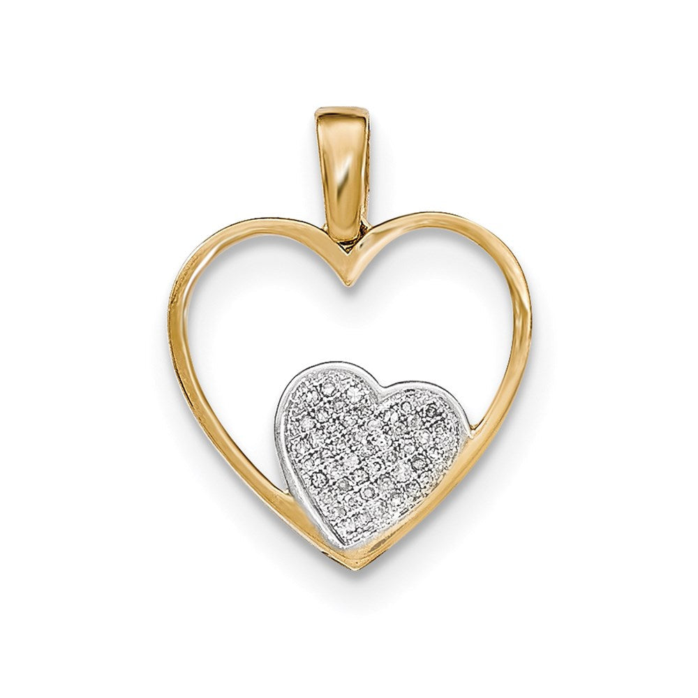 14K Gelbgold Anhänger „Offenes Herz“ mit echten Diamanten