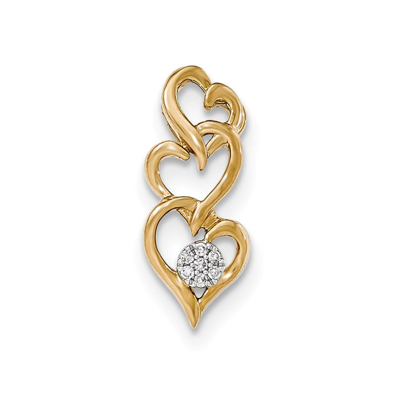 14K Gelbgold Echtdiamant-Offene-Herzen-Gleitanhänger