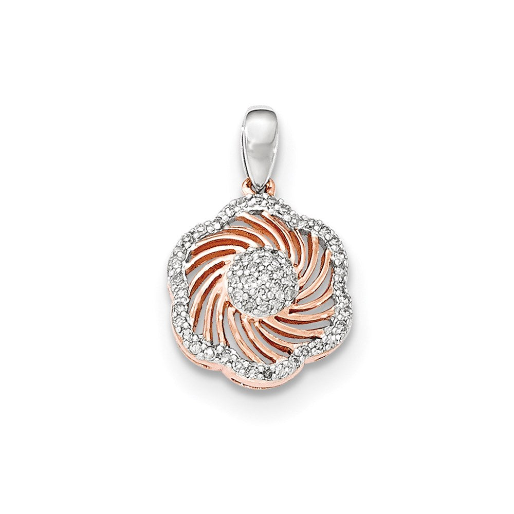 14K Weißgold mit Rosé-Rhodium echtem Diamant-Anhänger
