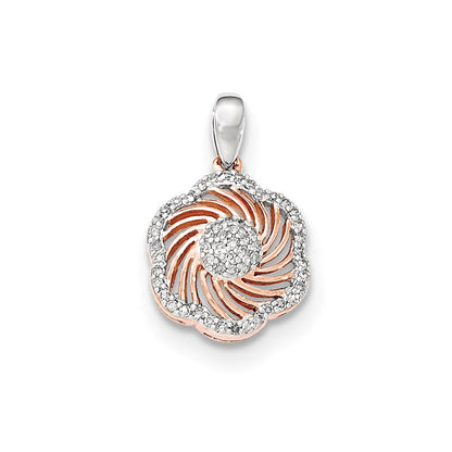 14K Weißgold mit Rosé-Rhodium echtem Diamant-Anhänger