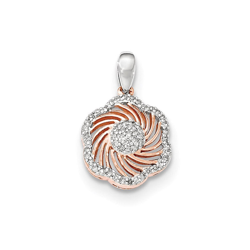 14K Weißgold mit Rosé-Rhodium echtem Diamant-Anhänger
