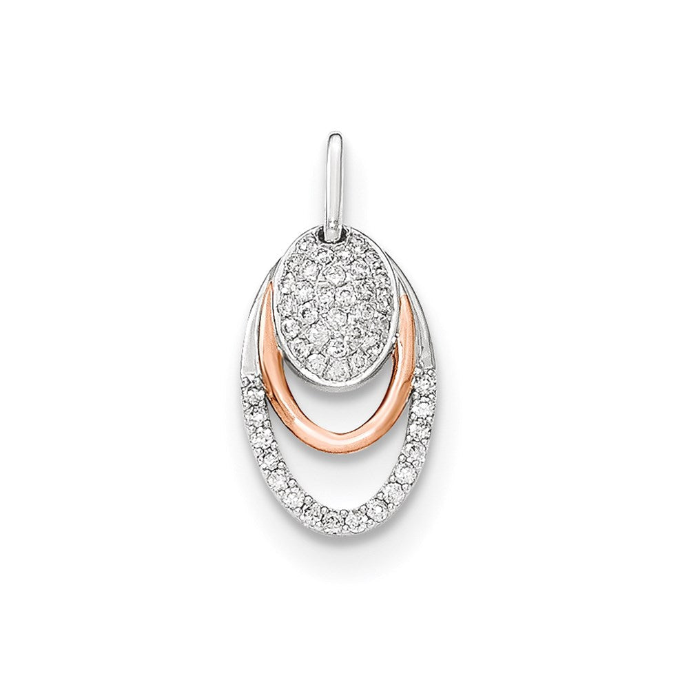 14K Bicolor-Gold Ovaler Anhänger mit echten Diamanten