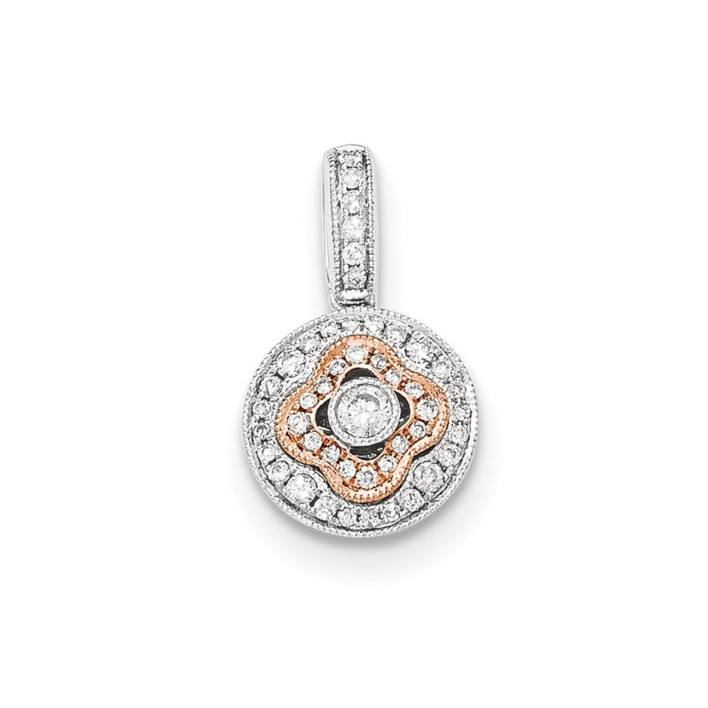 14K Bicolor Gold Kreis-Anhänger mit echtem Diamant