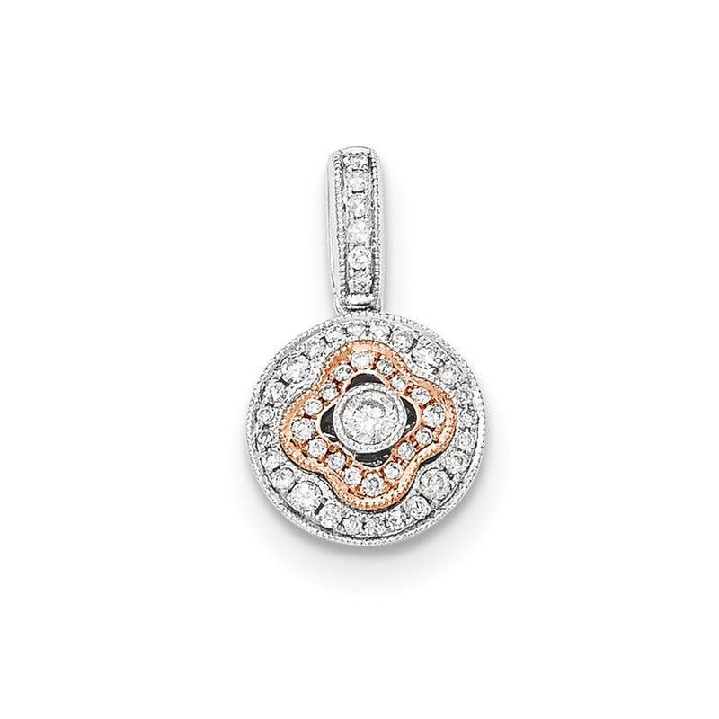 14K Bicolor Gold Kreis-Anhänger mit echtem Diamant