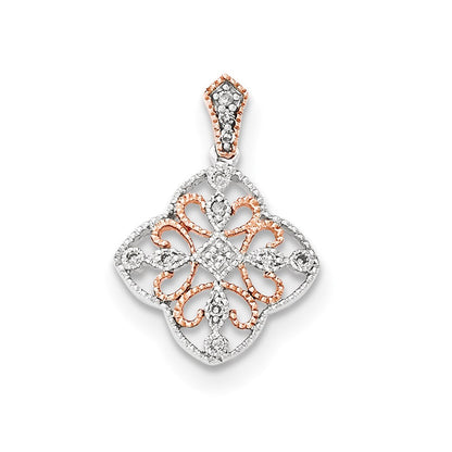 14K Weißgold mit Rosé-Rhodium-Beschichtung Diamant-Anhänger, echt