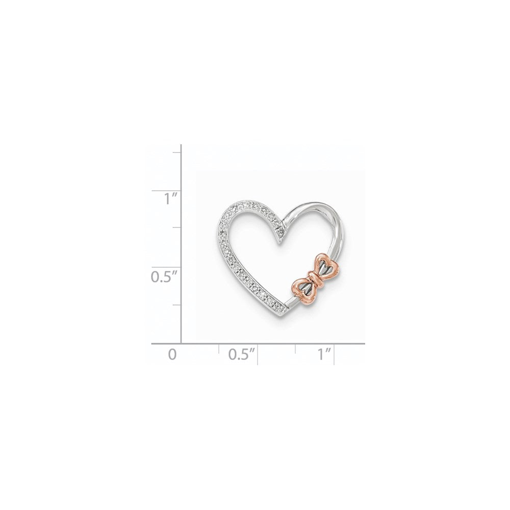 14K Bicolor Diamant-Anhänger „Herz mit Schleife", poliert