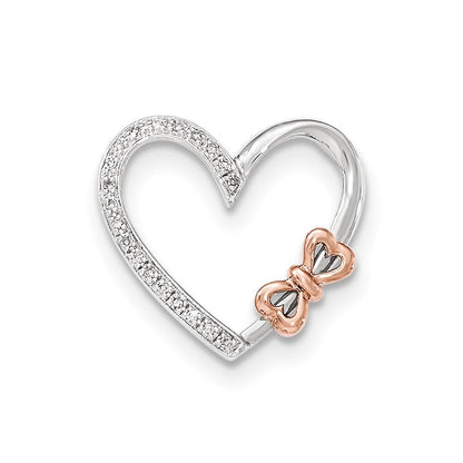 14K Bicolor Diamant-Anhänger „Herz mit Schleife", poliert