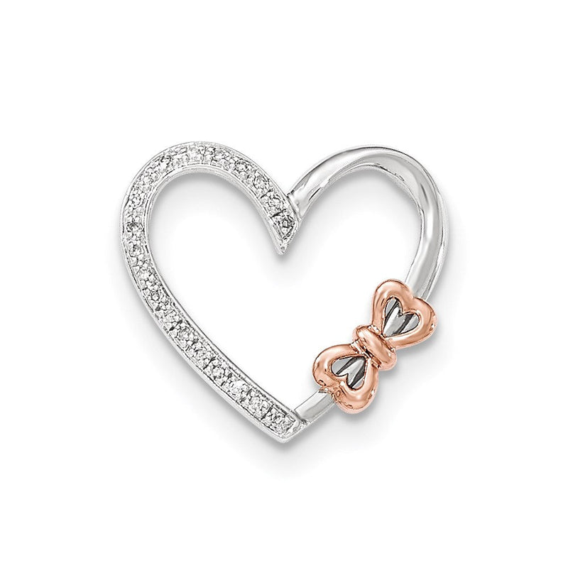 14K Bicolor Diamant-Anhänger „Herz mit Schleife", poliert