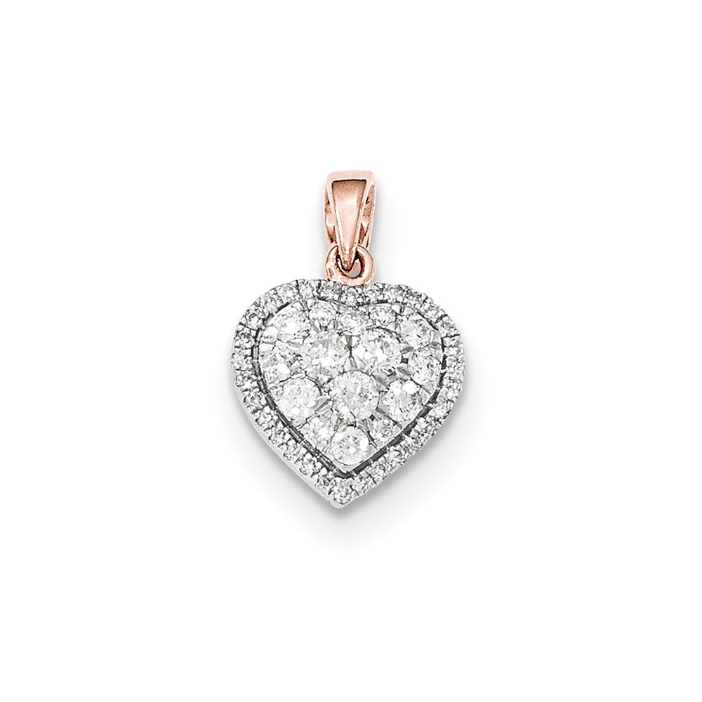 14 Karat Roségold Herzanhänger mit echten Diamanten, poliert