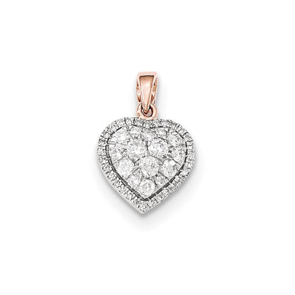 14 Karat Roségold Herzanhänger mit echten Diamanten, poliert