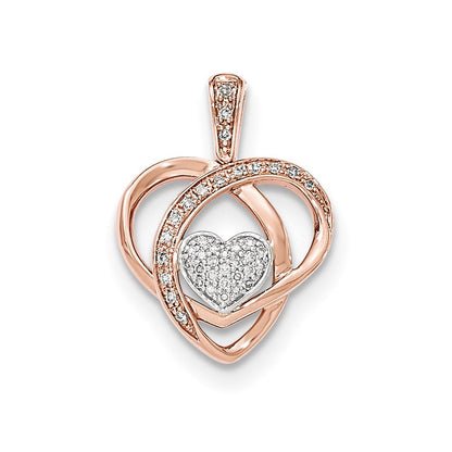 14K Herzanhänger mit Diamanten in Bicolor