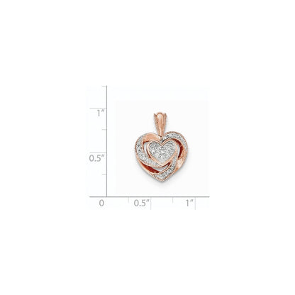 14K Roségold Herzanhänger mit echten Diamanten