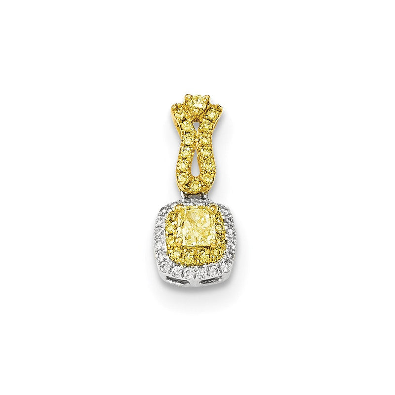 14K Bicolor-Gold Fancy-Gelb-Diamant-Anhänger