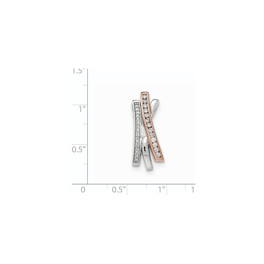 14K Weißgold Echtdiamant-Rosé-Rhodium-Ketten-Gleitanhänger