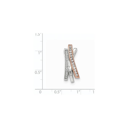 14K Weißgold Echtdiamant-Rosé-Rhodium-Ketten-Gleitanhänger