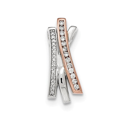 14K Weißgold Echtdiamant-Rosé-Rhodium-Ketten-Gleitanhänger