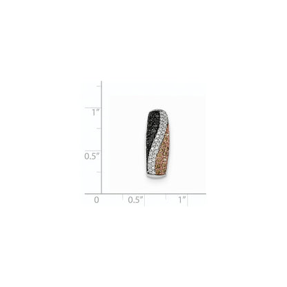 14K Weißgold mit Rhodium, poliert, Schwarz-Weiß- und Schokoladen-Diamant-Anhänger