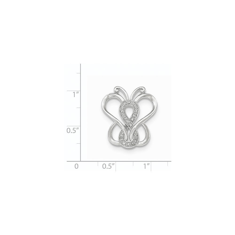 14K Weißgold Echt Diamant Schmetterling Kette Anhänger