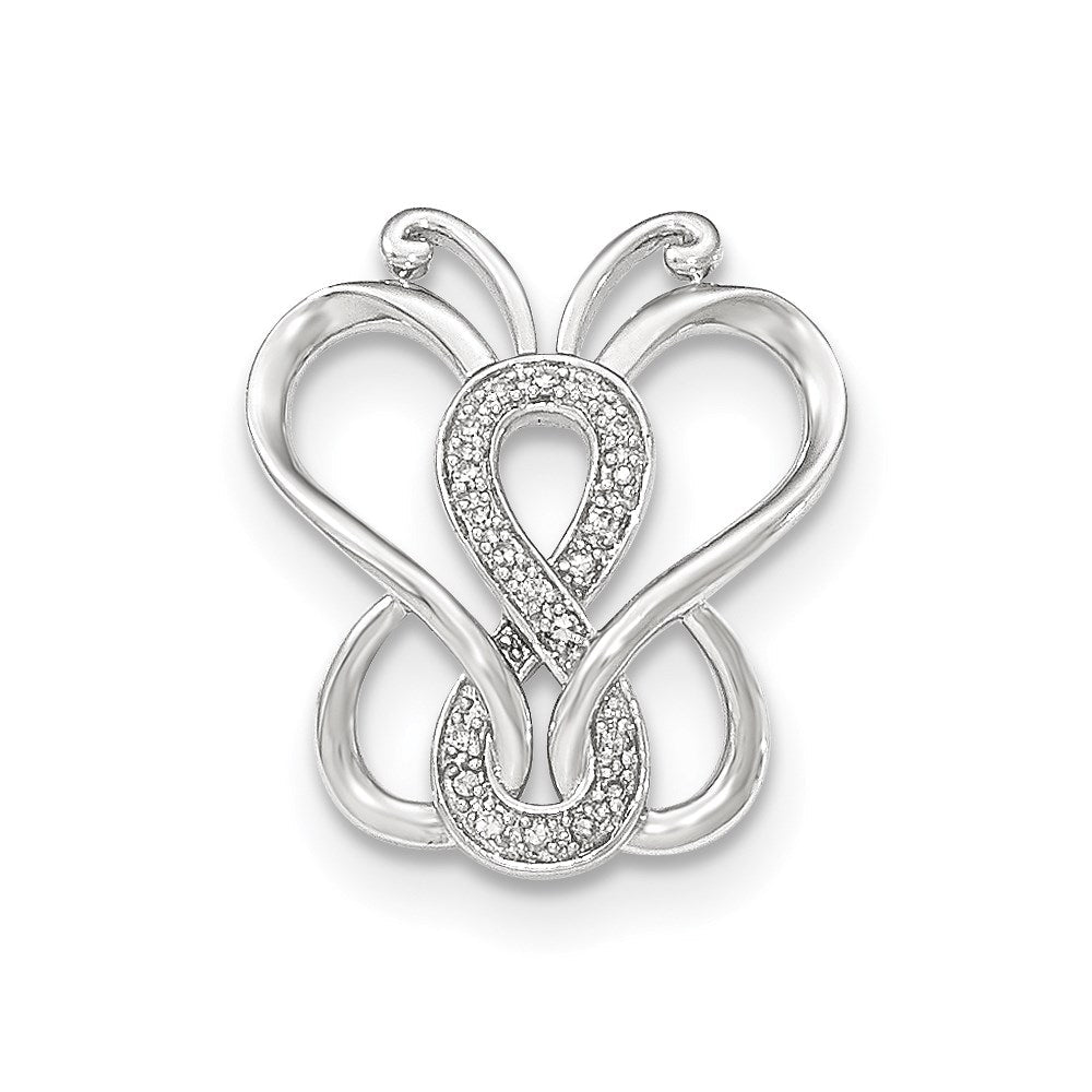14K Weißgold Echt Diamant Schmetterling Kette Anhänger