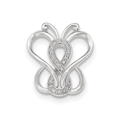 14K Weißgold Echt Diamant Schmetterling Kette Anhänger
