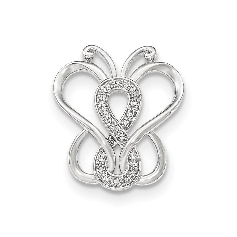 14K Weißgold Echt Diamant Schmetterling Kette Anhänger