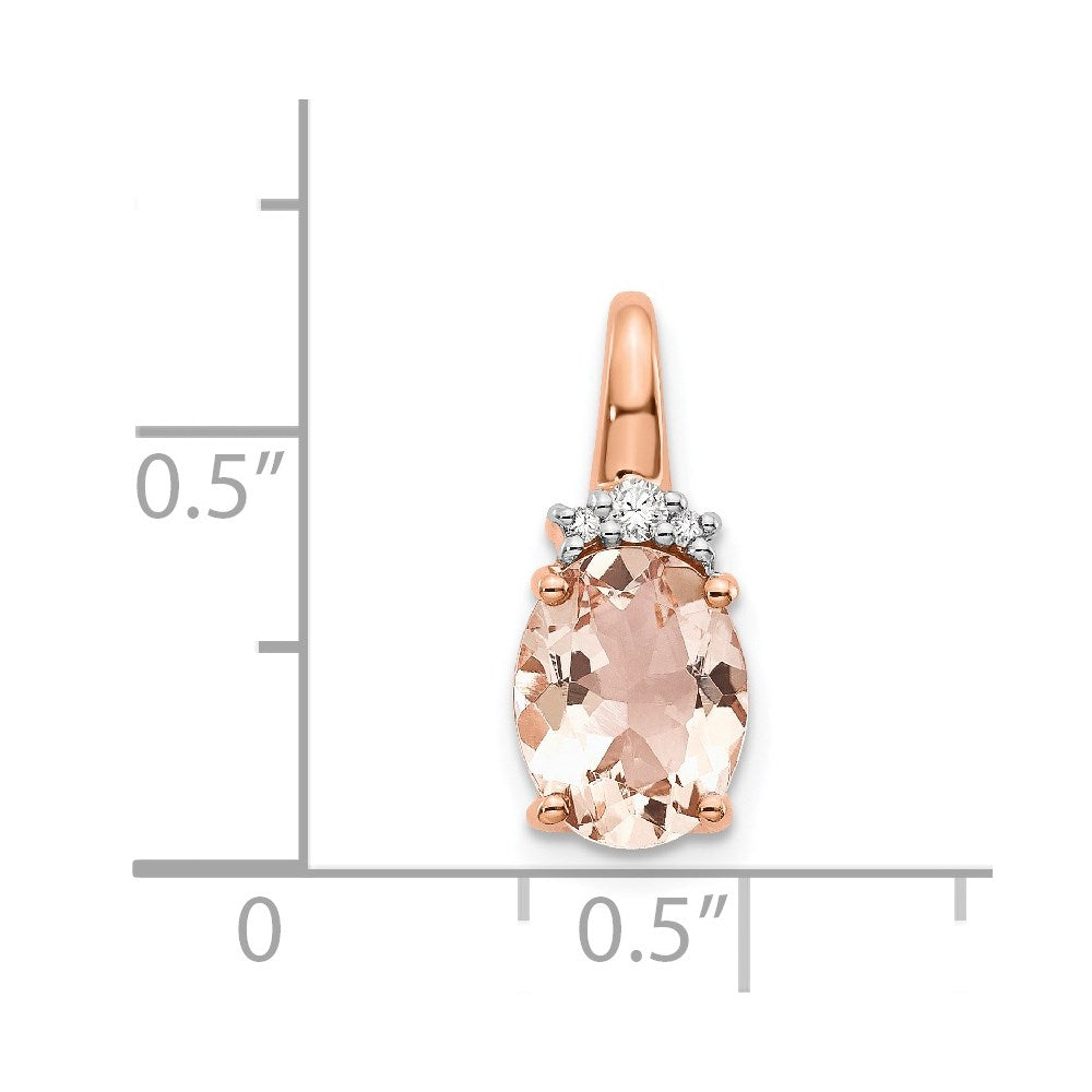 14K Roségold Morganit- und Echtdiamant-Anhänger