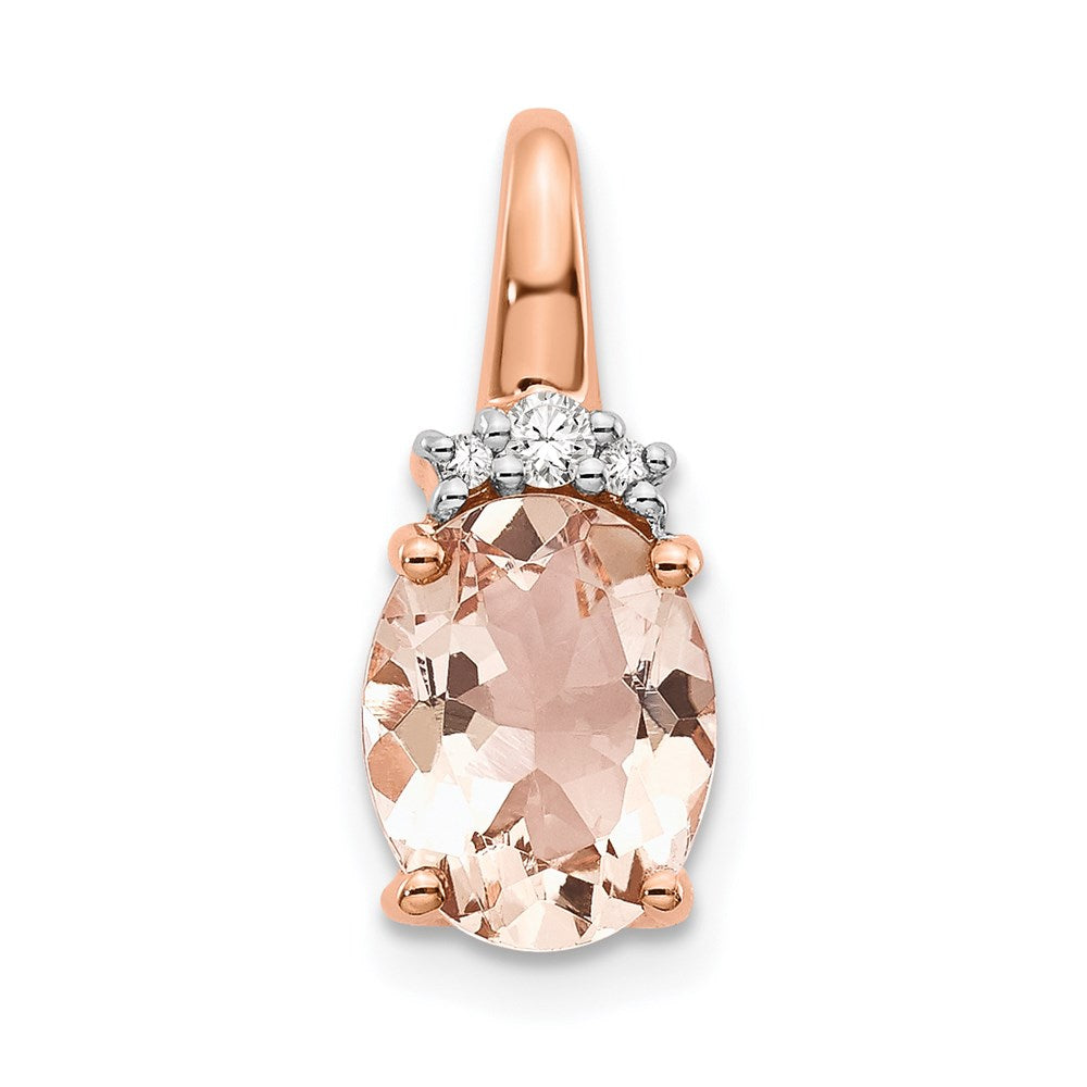 14K Roségold Morganit- und Echtdiamant-Anhänger