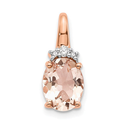 14K Roségold Morganit- und Echtdiamant-Anhänger