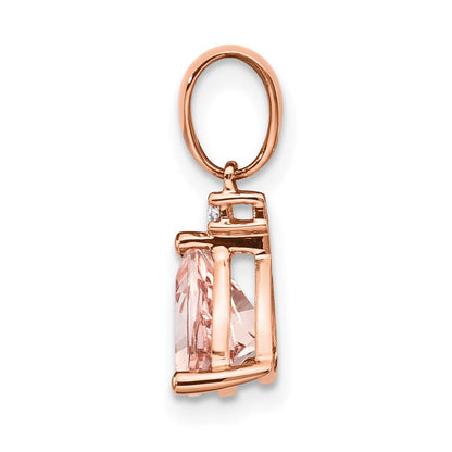 14K Roségold-Anhänger mit Morganit im Trillantschliff und echten Diamanten