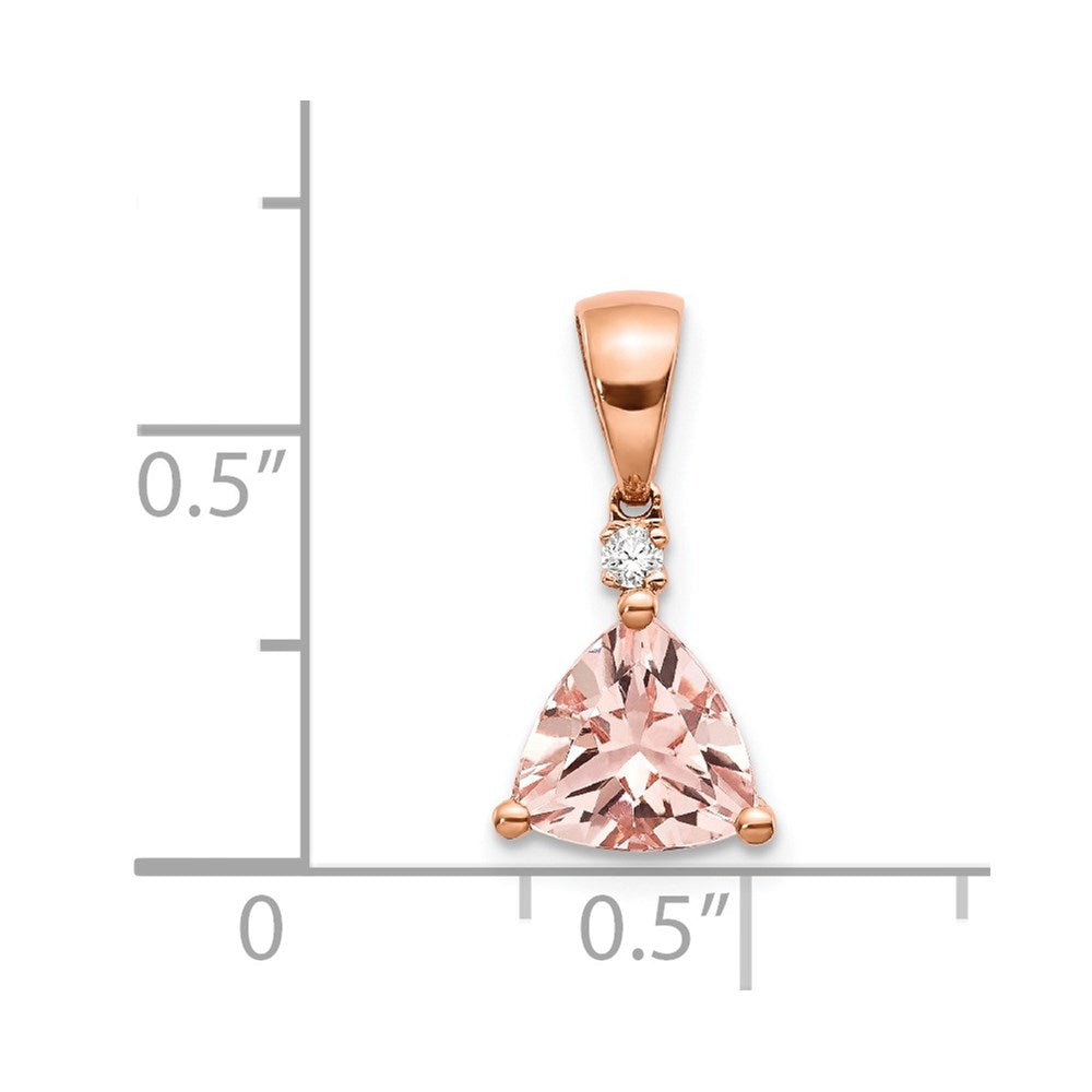 14K Roségold-Anhänger mit Morganit im Trillantschliff und echten Diamanten