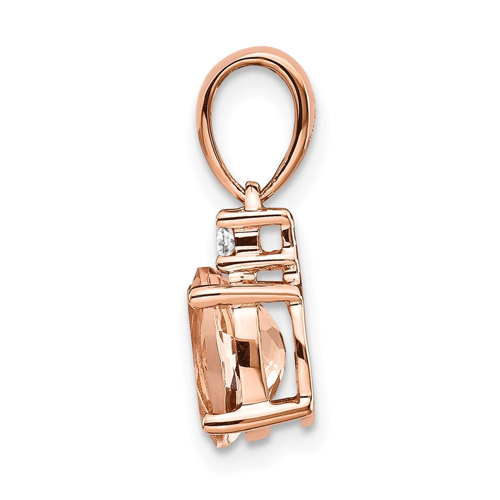14K Roségold Anhänger mit ovalem Morganit und Diamant