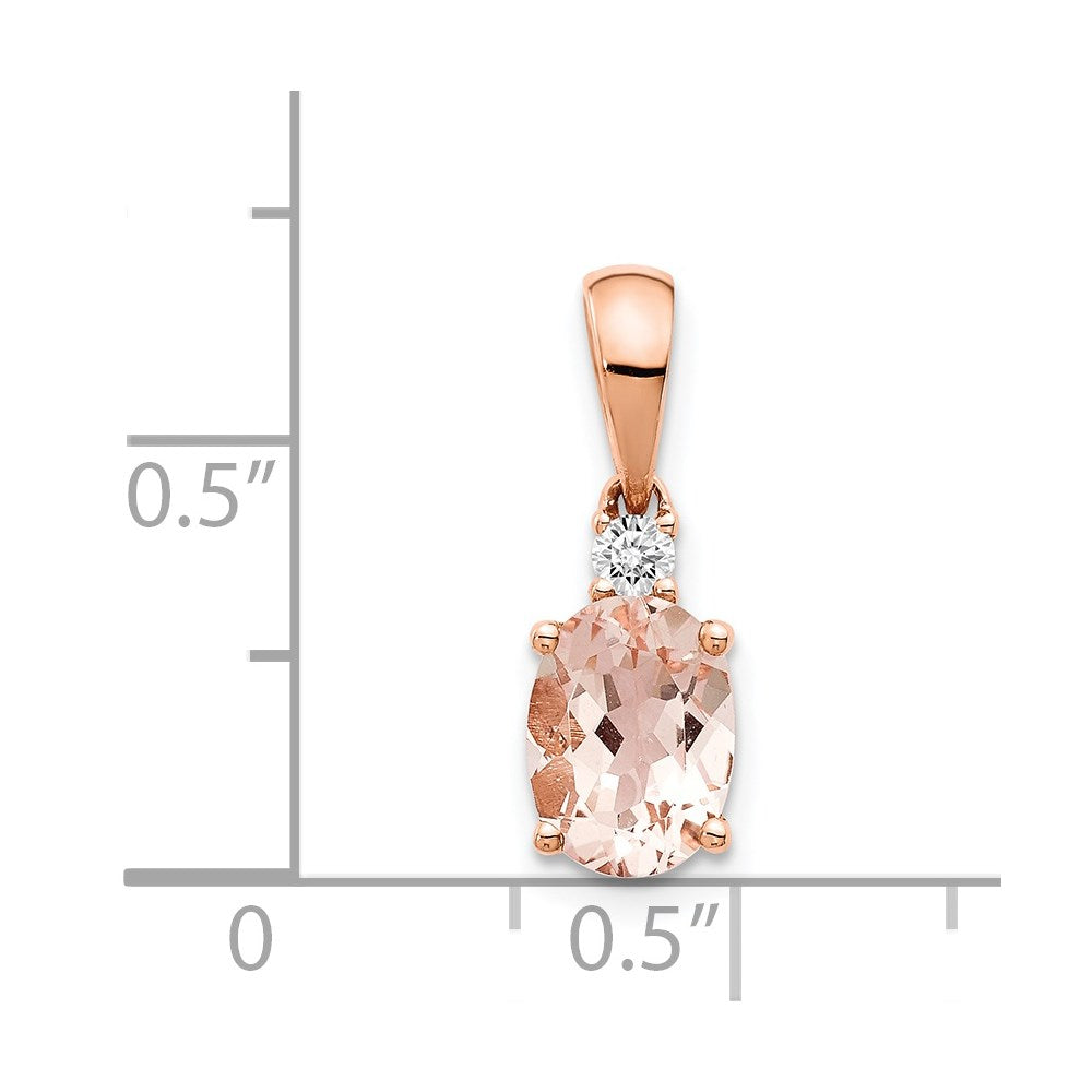 14K Roségold Anhänger mit ovalem Morganit und Diamant