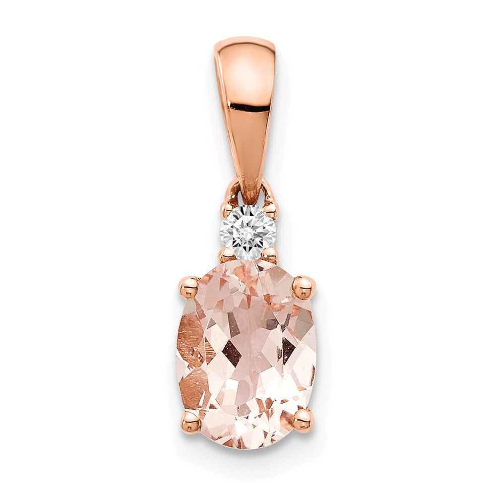 14K Roségold Anhänger mit ovalem Morganit und Diamant