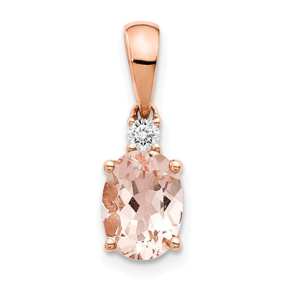 14K Roségold Anhänger mit ovalem Morganit und Diamant