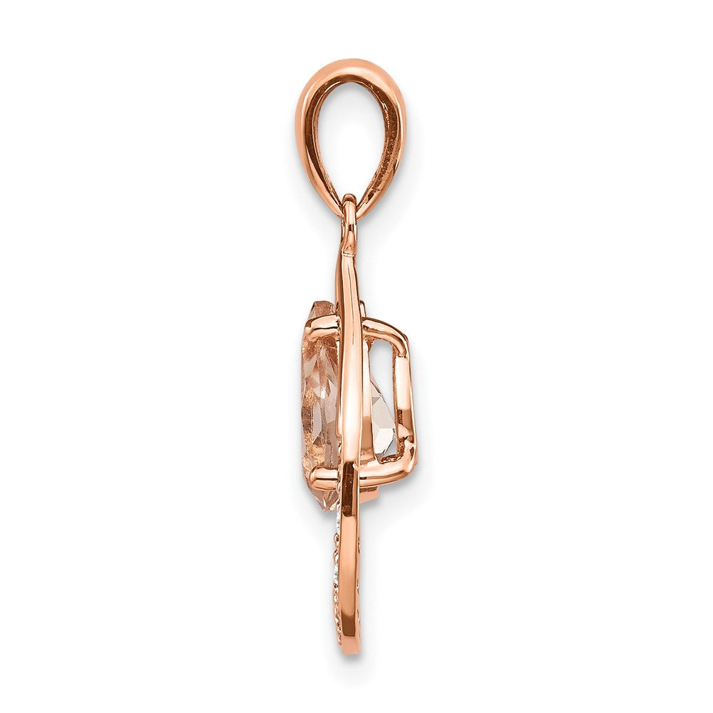 14K Roségold Morganit- und Diamant-Anhänger
