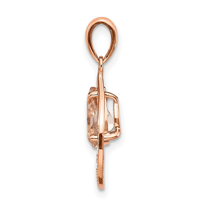 14K Roségold Morganit- und Diamant-Anhänger